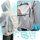 Moletom com capuz e bolso com zíper da Ozerty France, com mochila integrada, ideal para roupas de atividades ao ar livre.