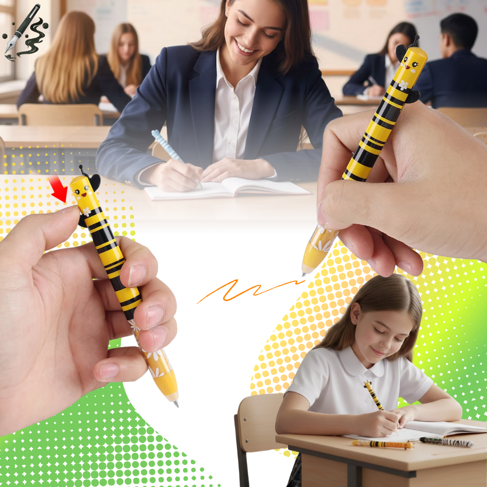 Canetas gel apagáveis Legami com tinta termossensível, desenhos coloridos e tema festivo em estilo cartoon.