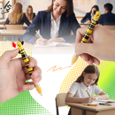 Canetas gel apagáveis Legami com tinta termossensível, desenhos coloridos e tema festivo em estilo cartoon.