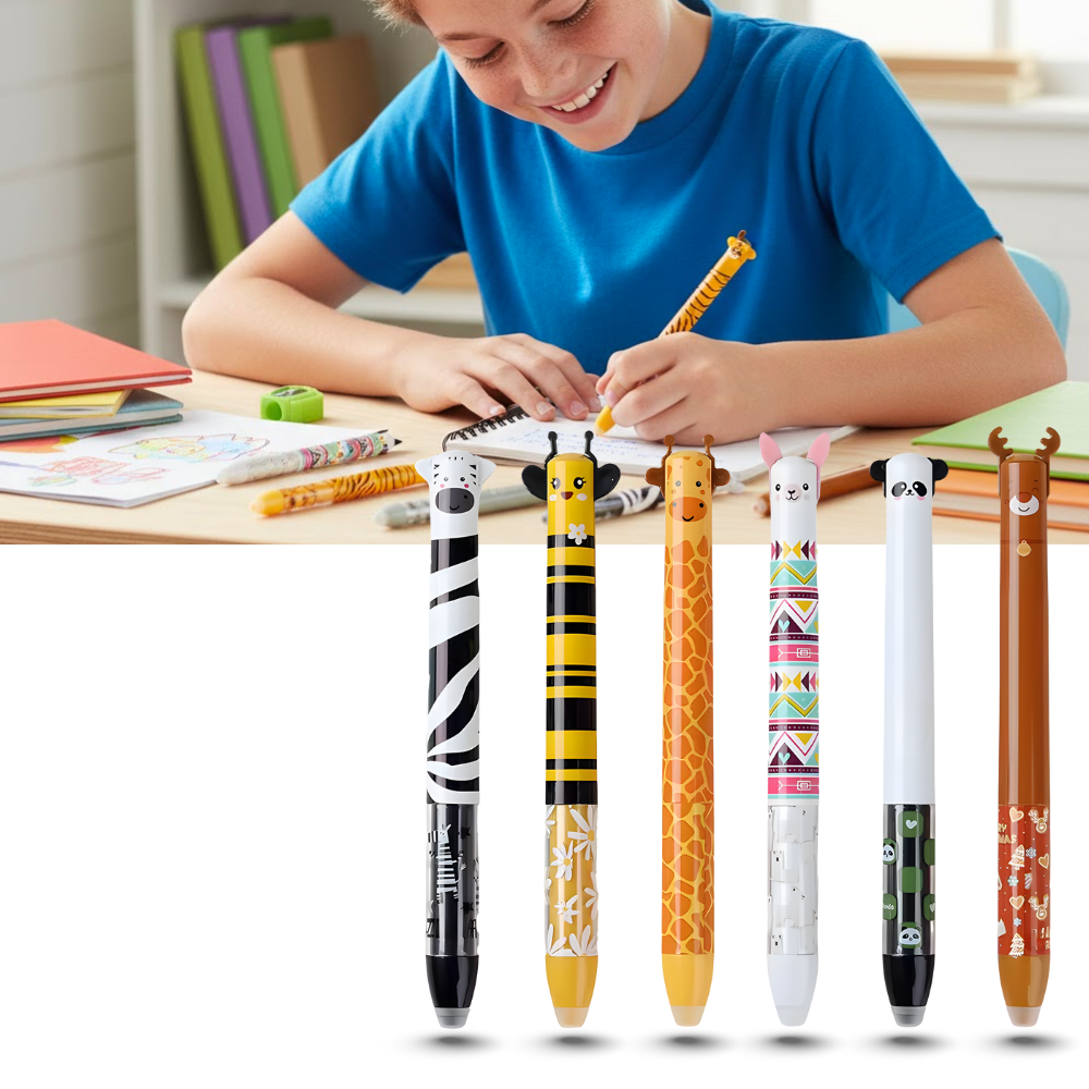 Canetas gel apagáveis Legami com tinta termossensível, desenho divertido e cores vibrantes para escrita e desenho criativo.