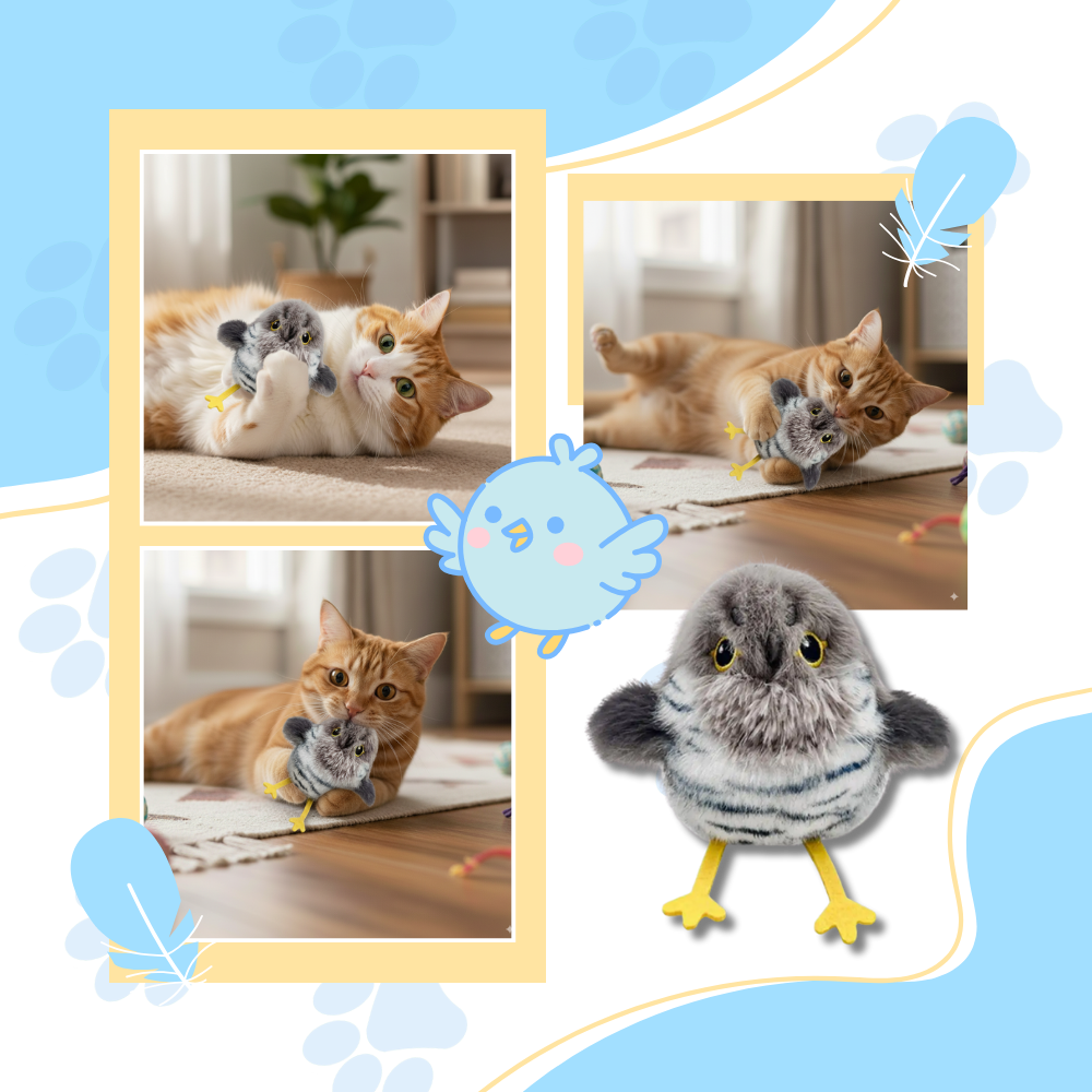Brinquedo interativo de pássaro realista da Xinwanna para gatos, acessório divertido e durável para estimular a caça e o exercício felino.