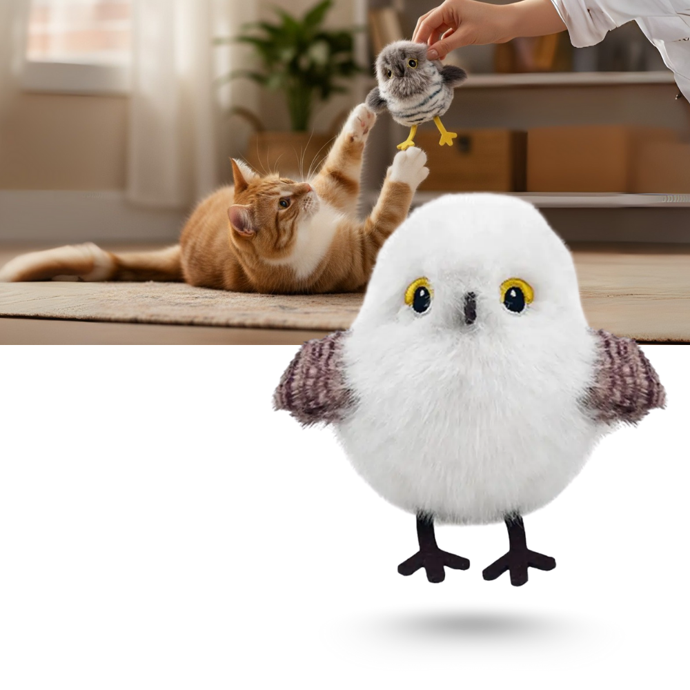 Brinquedo interativo de pássaro para gatos da Xinwanna, acessório para estimular a diversão e a caça dos felinos.