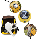 Mochila de viagem para gatos da Qtong, acessório para transporte de animais, vista traseira com espaço para o gato ver o mundo.