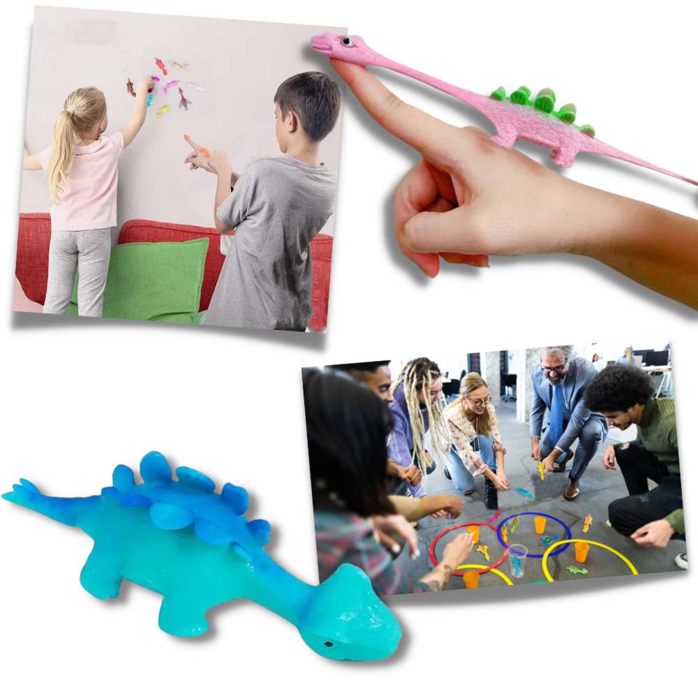 Catapulta de dinossauro da Smallbee, brinquedo de jogos e brinquedos com dinossauro de dedo adesivo para diversão.