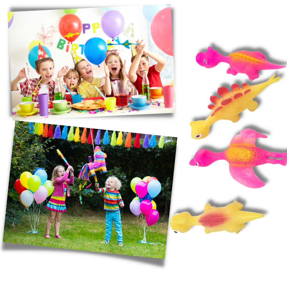 Catapulta de dinossauros da Smallbee, brinquedo de jogos com dino de silicone e fingers adesivos para diversão.