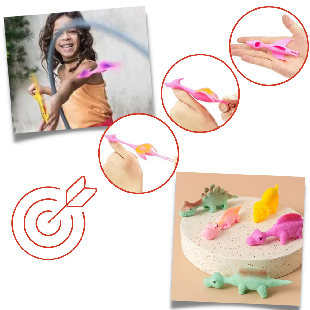 Catapulte de dinossauro da Smallbee, brinquedo de jogos e brinquedos com catapulta de dedo com tema de dinossauro para diversão.