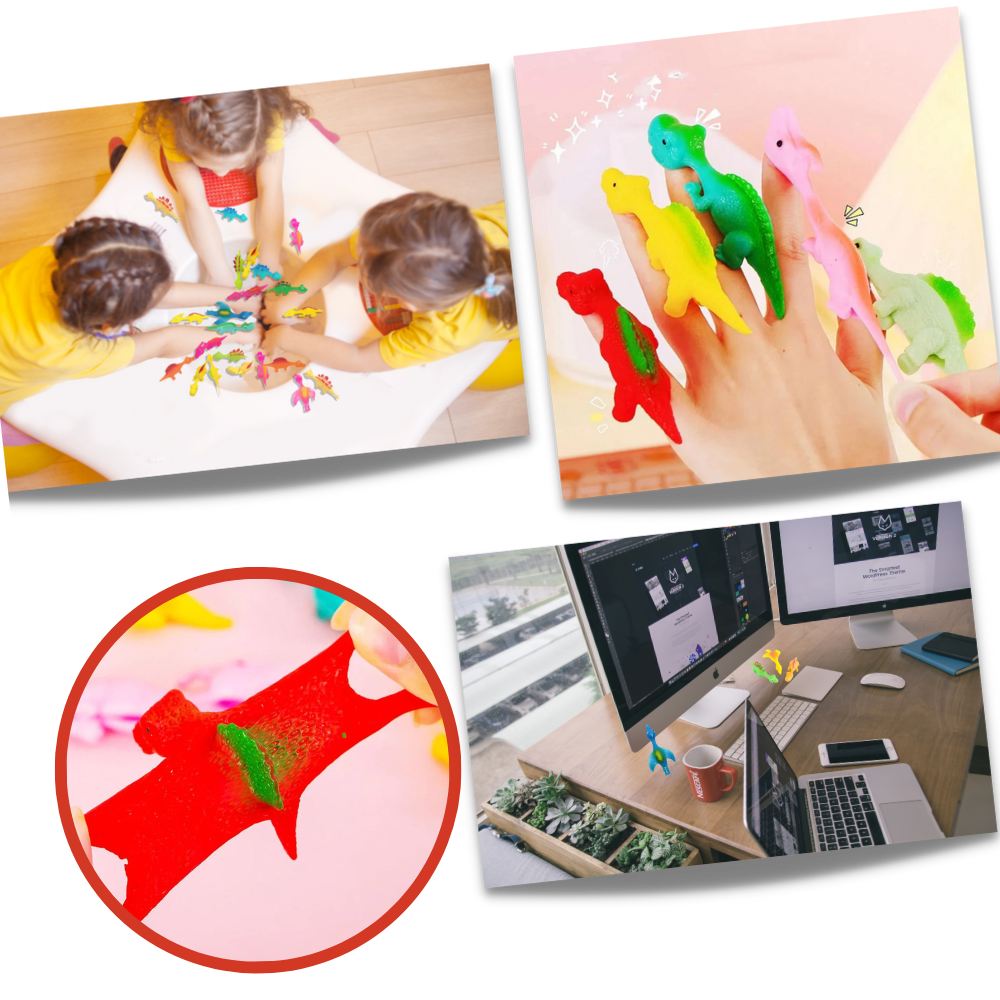 Catapulta de dinossauros da Smallbee, brinquedo de jogos com dinossauro adesivo e dedo pegajoso para diversão.