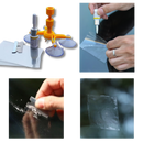 Kit de reparo do vidro do para-brisa Cergrey para manutenção e decoração de veículos, com ferramentas e componentes visíveis.