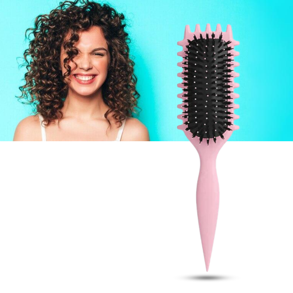 Escova de cabelo azul para desembaraçar e definir cachos, marca Chailin-J0110, cuidado capilar para cabelos cacheados.