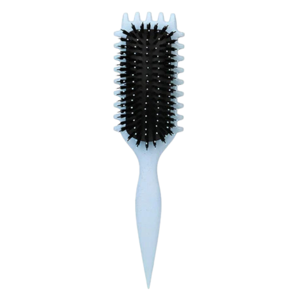Escova desamassante e definidora para cachos Chailin-J0110, com cerdas flexíveis para modelar e desembaraçar cabelos cacheados.