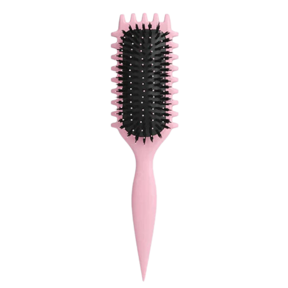 Escova desembaraçante e definidora para cachos da marca Chailin, com cerdas azuis e design ergonômico para cuidado dos cabelos cacheados.
