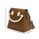 Bolsa mini com alça transversal Carolilly, saco a mão com estampa de sorriso alegre e design compacto.