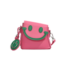 Mini bolsa de ombro Carolilly com sorriso alegre, saco de mão rosa, ideal para ocasiões casuais e estilos descontraídos.