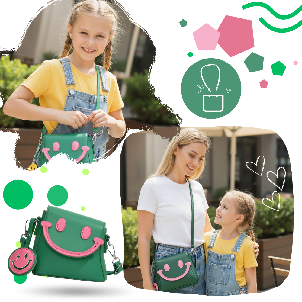 Bolsa mini tiracolo Carolilly com sorriso alegre, design divertido, ideal para uso casual e estilo descontraído.