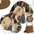 Mini saco à tiracolo Carolilly com estampa de sorriso alegre, ideal para uso diário, bolsa feminina compacta e estilosa.