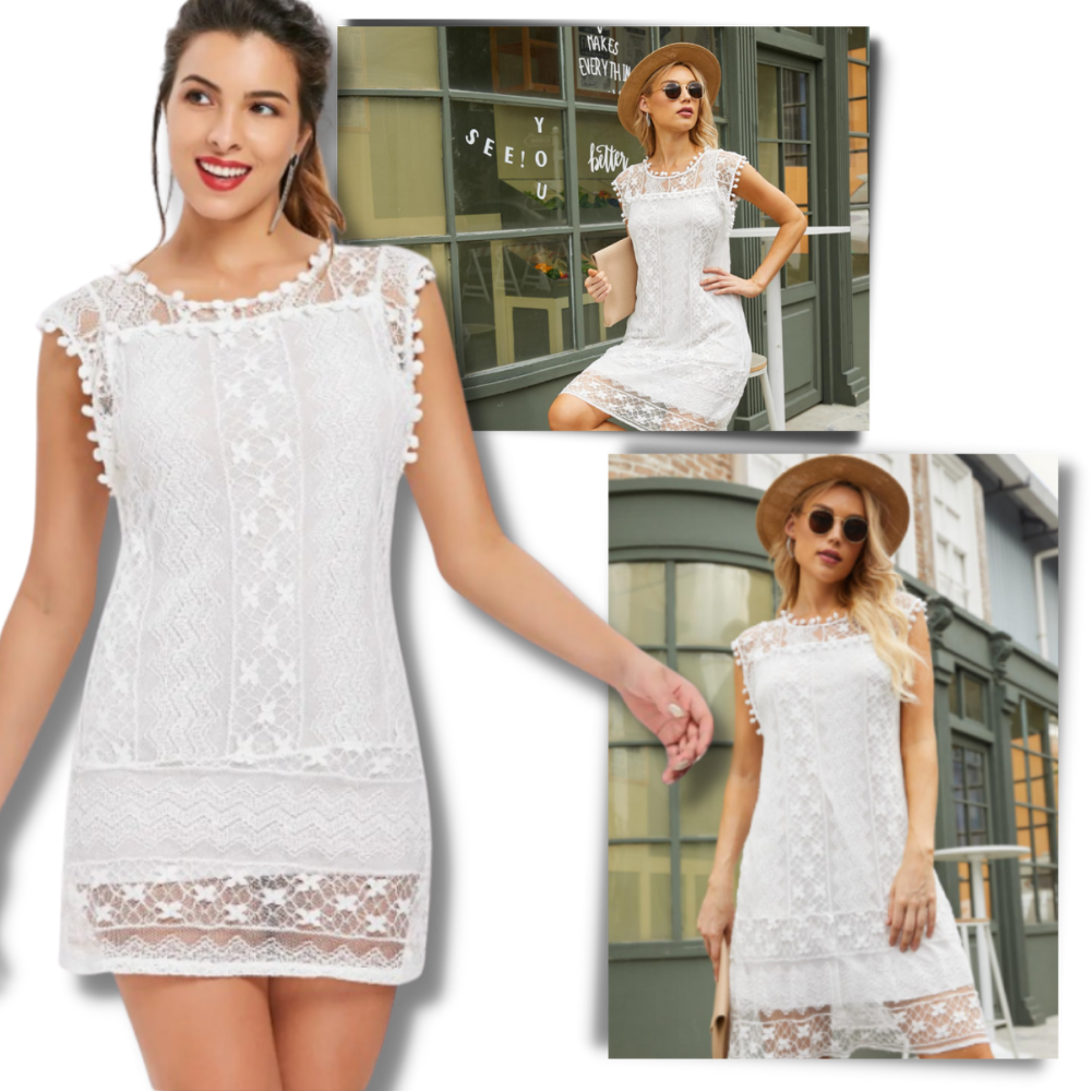 Robe chic em renda boho da White Mark, com estilo confortável e detalhes delicados, ideal para looks elegantes e descontraídos.