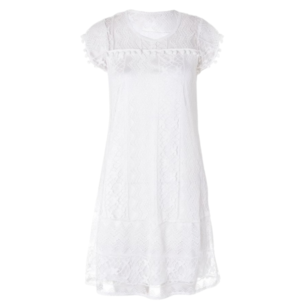 Robe chic em renda boho White Mark, estilo despojado com detalhes delicados de renda, ideal para looks elegantes e confortáveis.