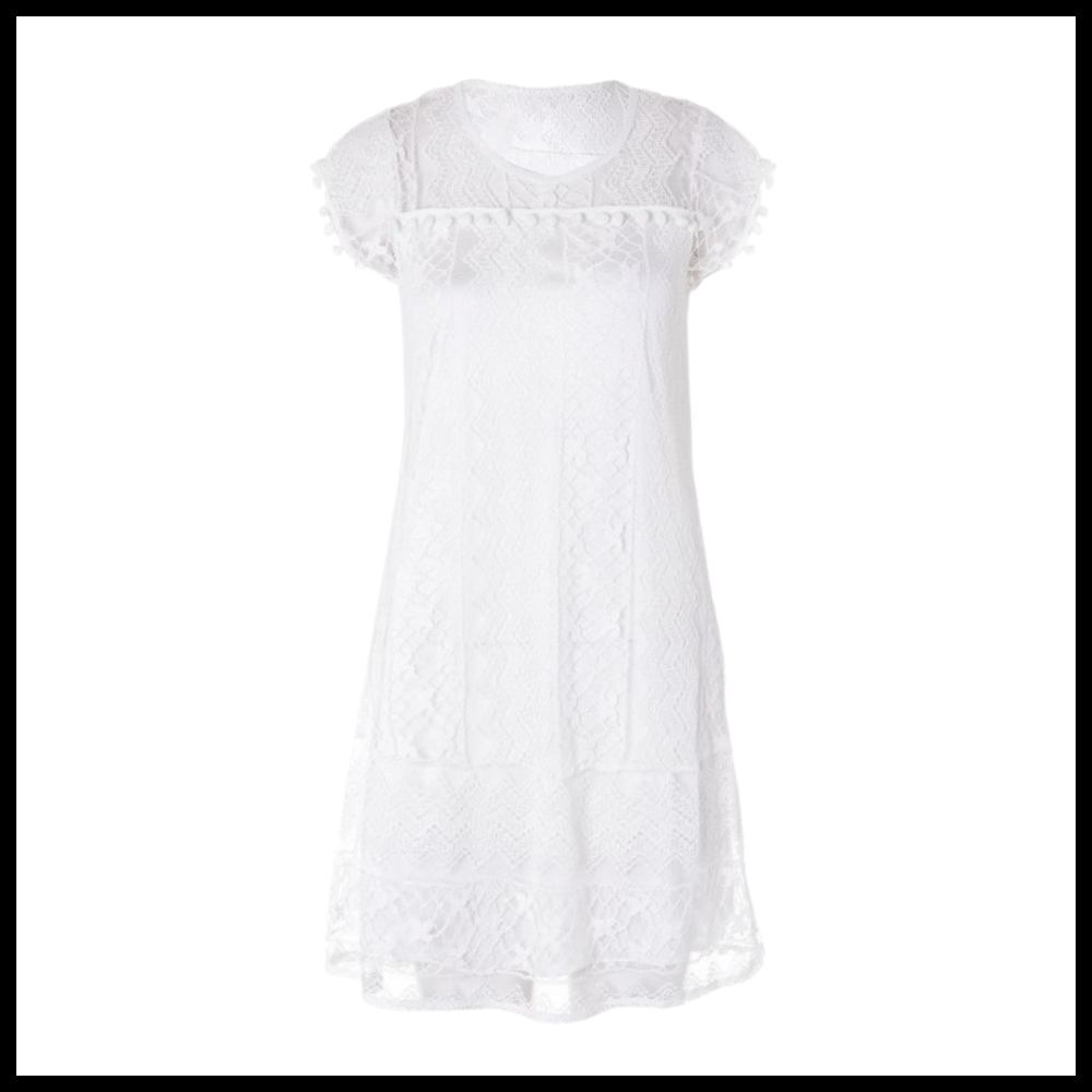 Robe chic em renda boho da White Mark, modelo elegante com detalhes delicados e estilo casual sofisticado.