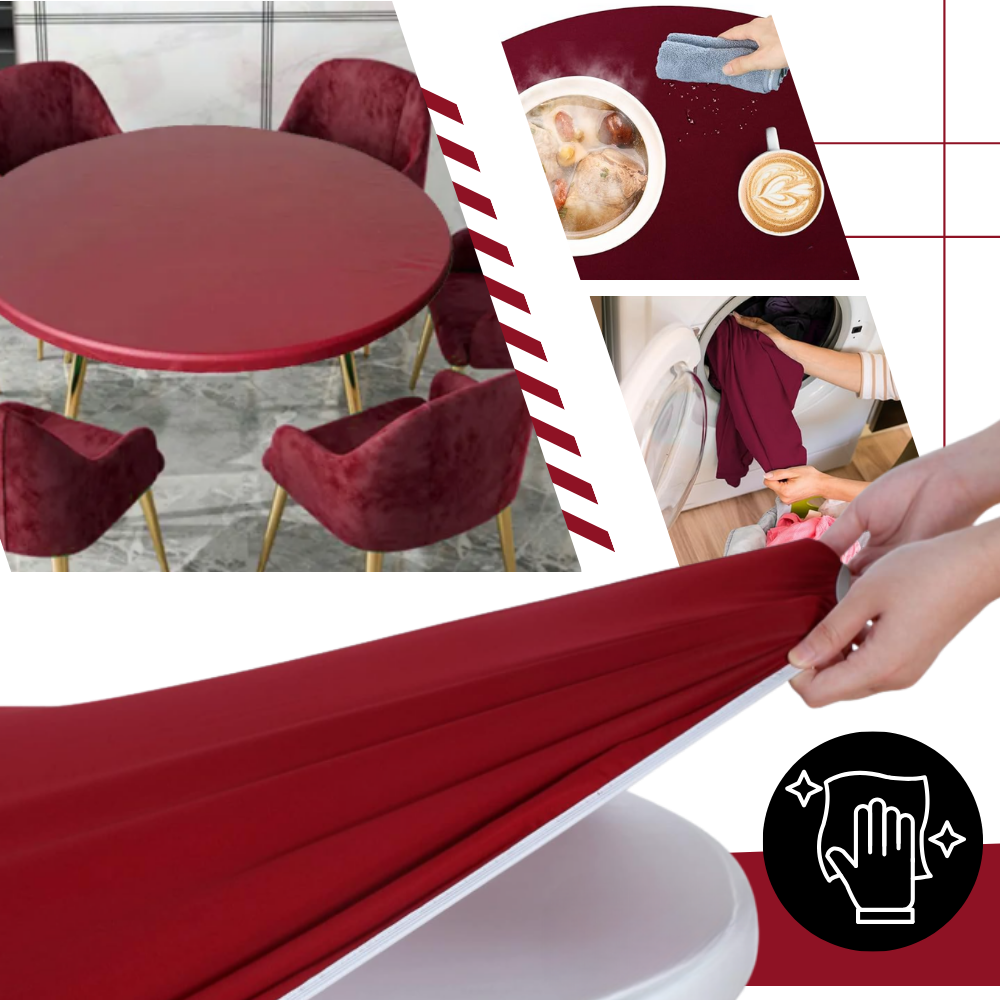 Toalha de mesa redonda Sancua com design elegante, ideal para proteger e decorar a mesa em ocasiões especiais
