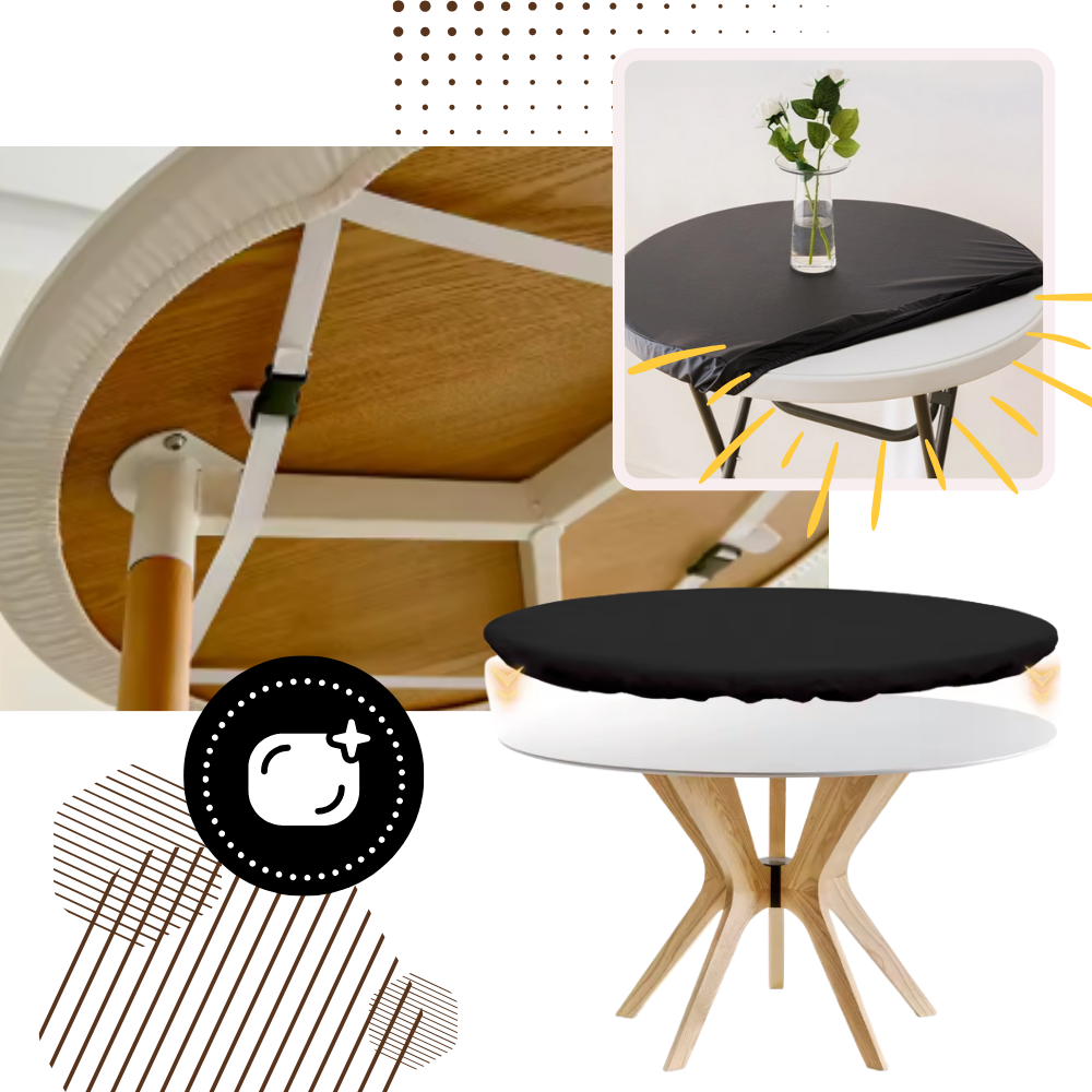 Toalha de mesa redonda Sancua em tecido elegante, com acabamento sofisticado e design moderno para ambientes decorados.