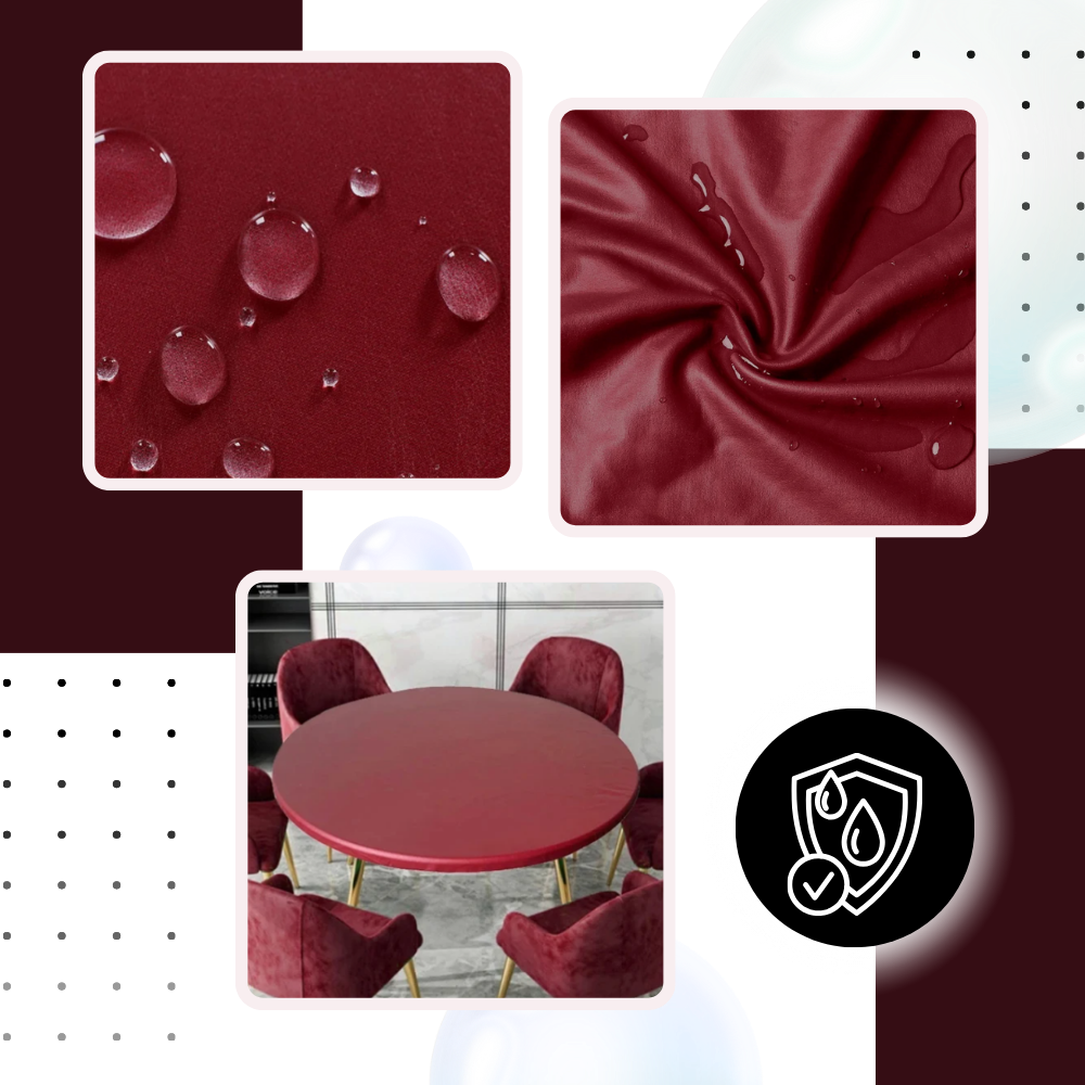 Toalha de mesa redonda Sancua, tecido de linho de alta qualidade, com acabamento elegante e design clássico para ocasiões especiais.