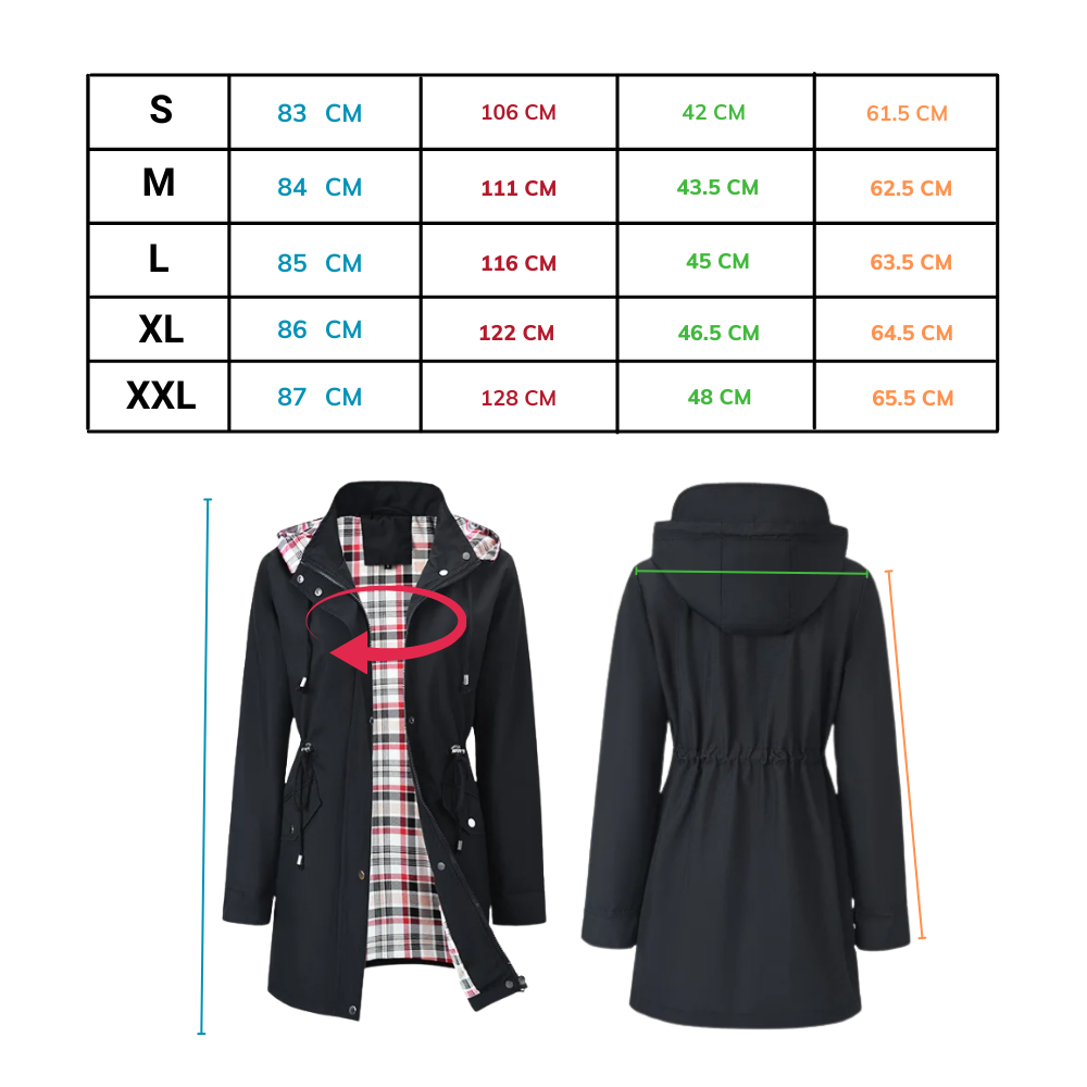 Casaco trench-coat elegante e impermeável da Musuos, ideal para roupas de exterior, com acabamento sofisticado e resistente à água.
