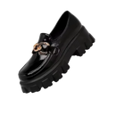 Mocassins de couro elegantes da Bcbgeneration com sola grossa, estilo chunky e acabamento brilhante preto.