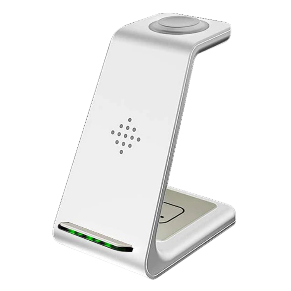 Estação de carregamento sem fio Chuyi para telefone, suporte de aliança preta para iPhone, carregador de alimentação sem fio.