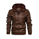 Jaqueta de couro marrom para motociclista da Fedtosing, veste de moto de couro com estilo clássico e acabamento resistente.