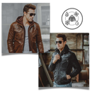 Jaqueta de couro marrom para moto, estilo clássico, veste de motard da marca Fedtosing, feita para conforto e durabilidade.