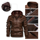 Jaqueta de motociclista marrom em couro da Fedtosing, veste de passeio ao ar livre, com detalhes clássicos de couro genuíno.