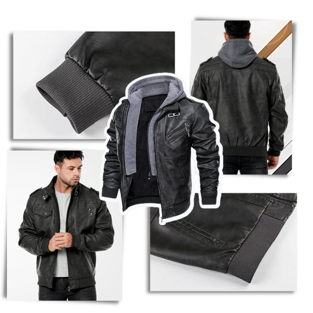 Jaqueta de couro marrom para motociclista da Fedtosing, veste de motard com estilo clássico e detalhes em couro.