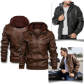 Jaqueta de couro marrom de motoqueiro da Fedtosing, veste de roupas ao ar livre, com detalhes clássicos e estilo robusto.
