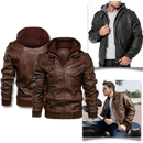 Jaqueta de couro marrom de motoqueiro da Fedtosing, veste de roupas ao ar livre, com detalhes clássicos e estilo robusto.