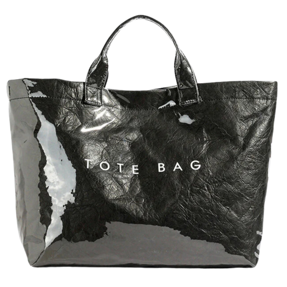 Bolsa tote grande impermeável da Womail, saco de ombro clássico em preto, ideal para uso diário e proteção contra água.