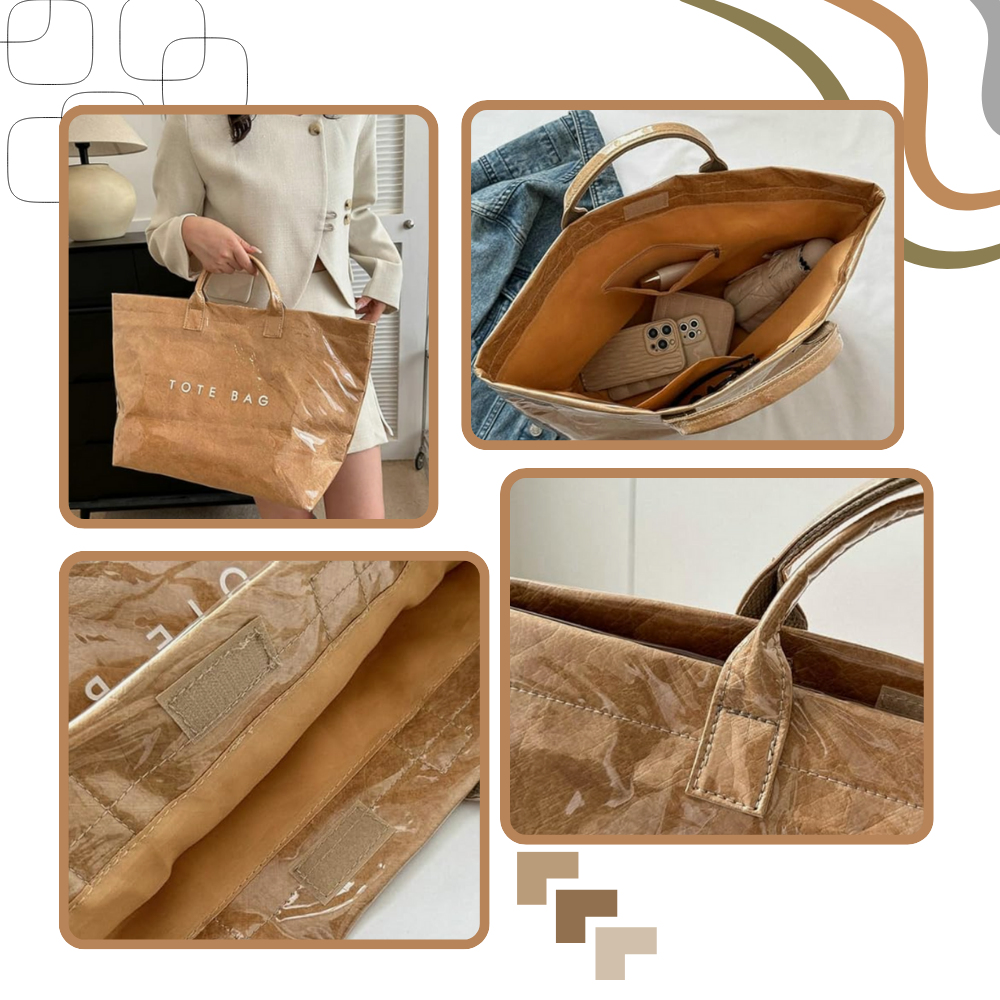 Bolsa tote impermeável Womail, grande e clássica, ideal para transporte de itens com design resistente à água.