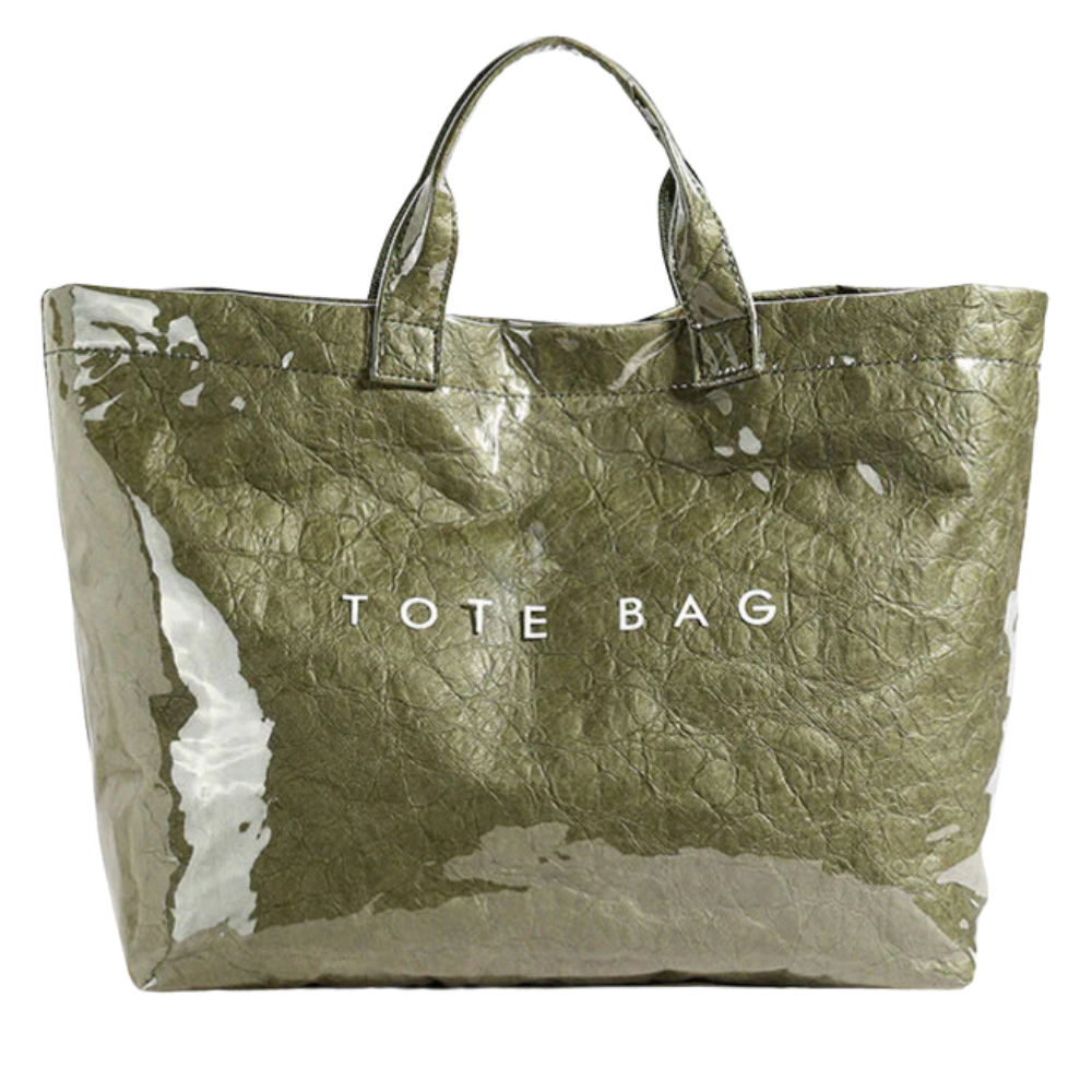 Bolsa tote grande impermeável da Womail, saco de mão clássica em verde escuro, ideal para uso diário e proteção contra água.