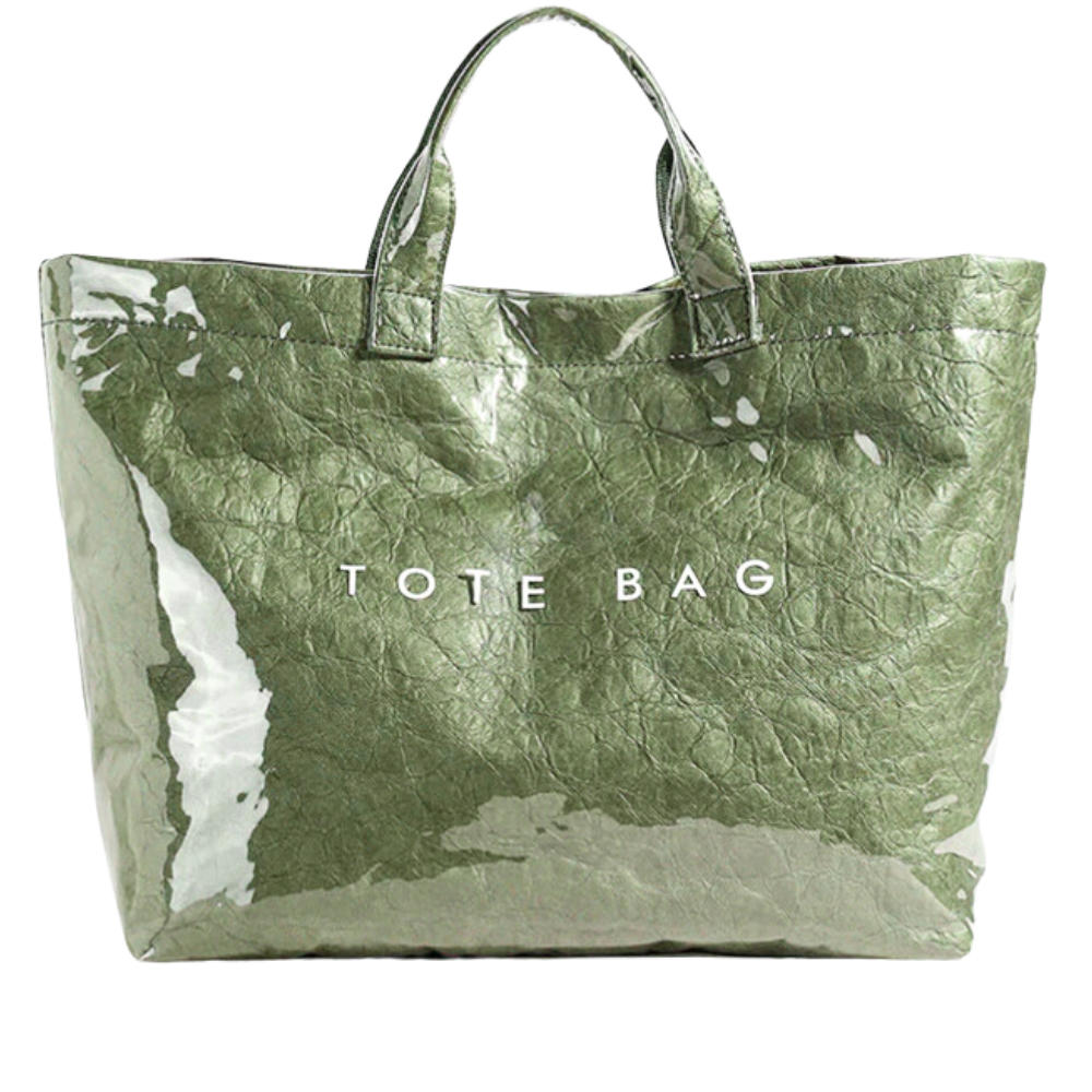 Bolsa tote grande impermeável da Womail, sacola de mão clássica em verde, ideal para uso diário e proteção contra água.