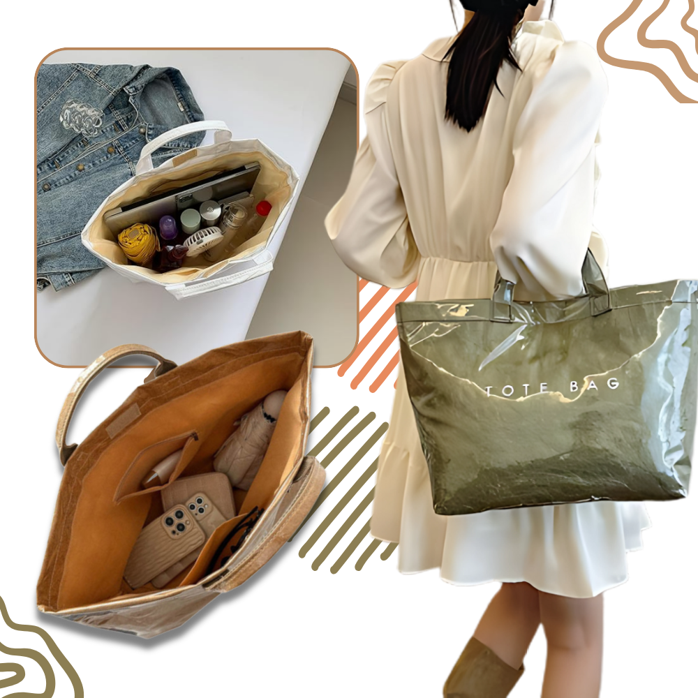 Bolsa tote grande impermeável da Womail, estilo clássico, feita para transportar objetos com proteção contra água.