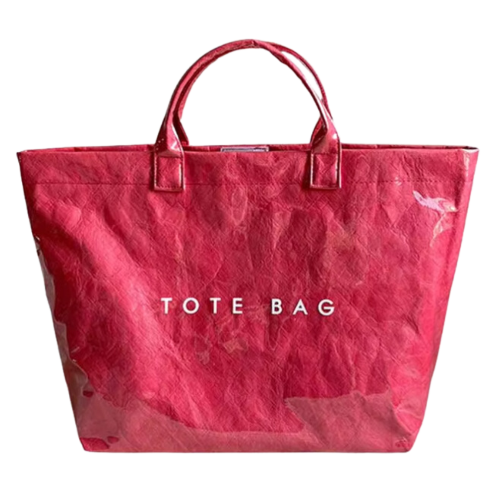 Bolsa tote impermeável Womail, grande e clássica, em cor vermelha, ideal para uso diário e resistente à água.