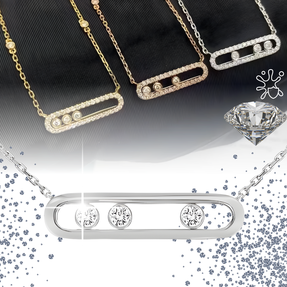 Colar intemporel com três pedras móveis, colar de joias Bloomingdale's, acabamento clássico e elegante em prata ou ouro.