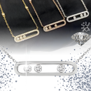 Colar intemporel com três pedras móveis, colar de joias Bloomingdale's, acabamento clássico e elegante em prata ou ouro.