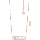 Colar clássico com três pedras móveis em ouro rosé e pave, acessório elegante da marca Bloomingdale's.