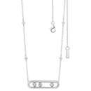 Colar clássico de três pedras móveis em ouro branco, joia elegante da coleção Bloomingdale's, para looks sofisticados.