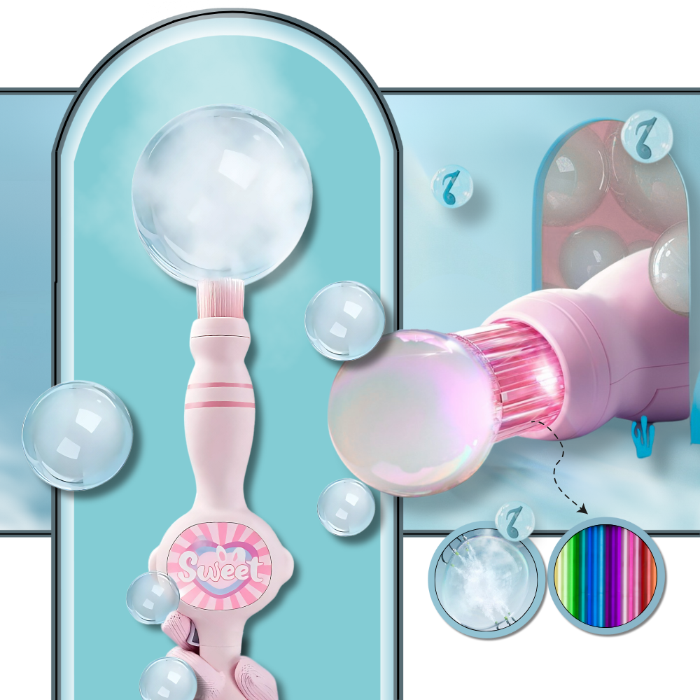 Varinha de bolhas mágica Rucky, brinquedo de atividade com jato de bolhas, ideal para diversão ao ar livre.