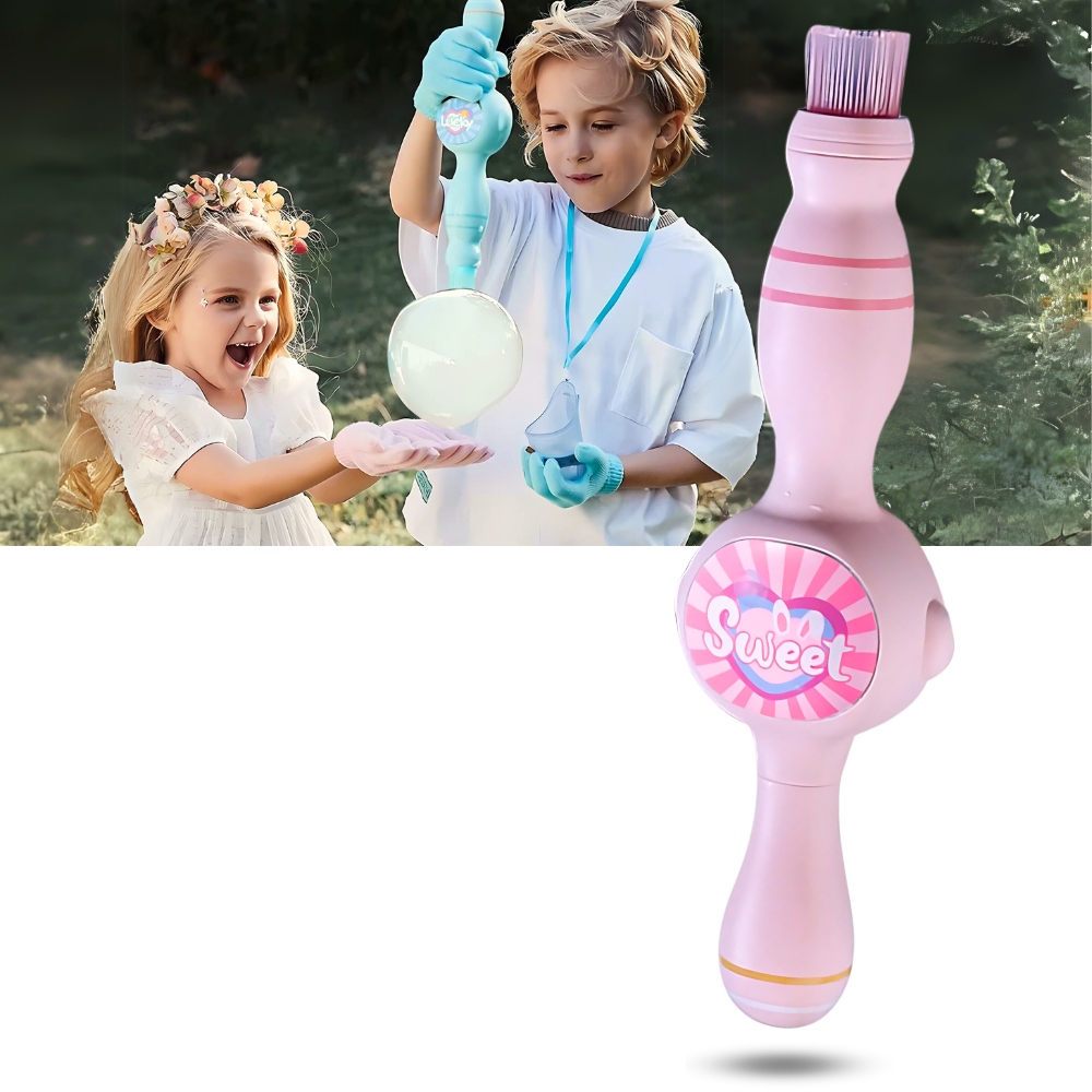 Varinha de bolhas da Rucky, brinquedo de atividade com bolhas de sabão em formato de nuvem, ideal para diversão ao ar livre.