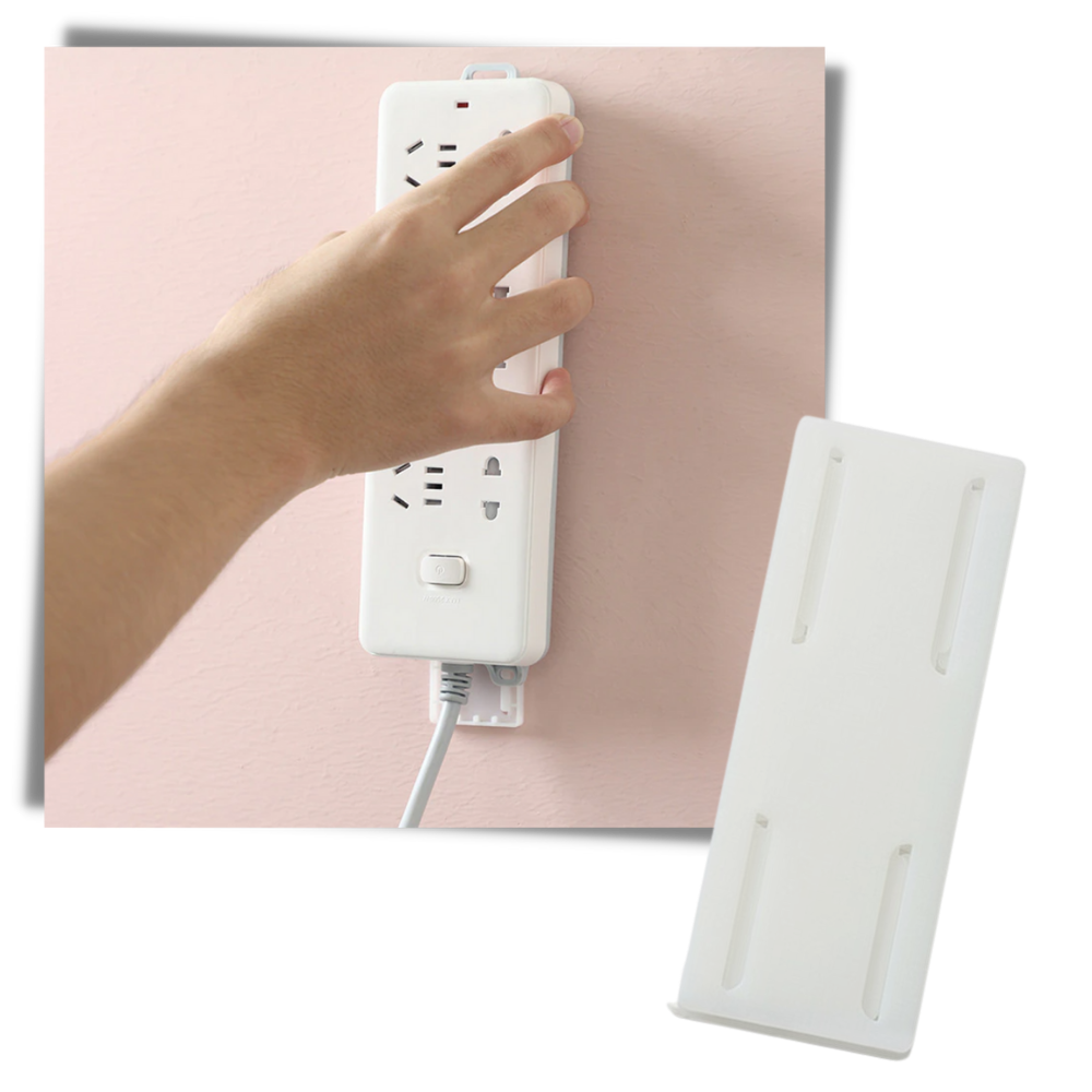 Suporte branco para tomada, acessório para extensão elétrica da marca Cn, compatível com cabos e plugues.