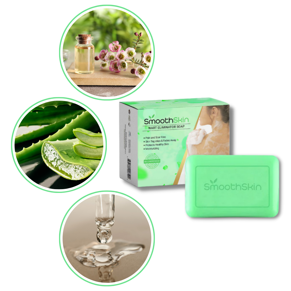 Sabonete exfoliante hidratante da marca Cn para combater verrugas, com textura suave e ingredientes naturais visíveis na embalagem