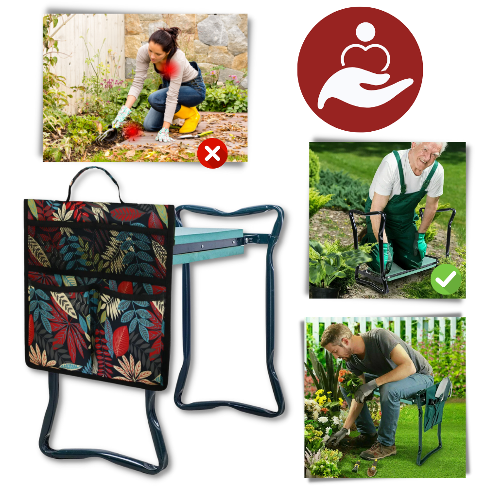 Agenouilloir de jardinage CN amarelo, confortável e portátil, ideal para trabalhos de jardinagem no jardim.