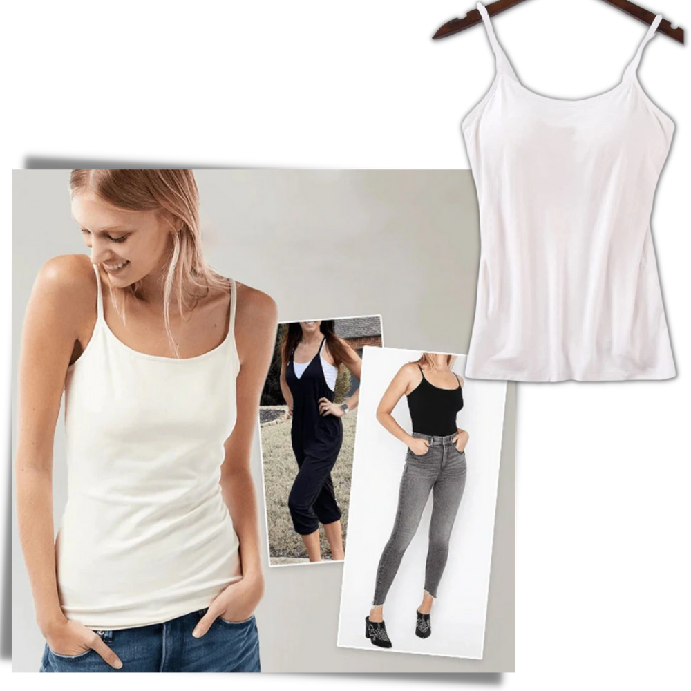Camisola bege da marca Cn com sutiã integrado, roupa íntima confortável e moderna para uso diário.